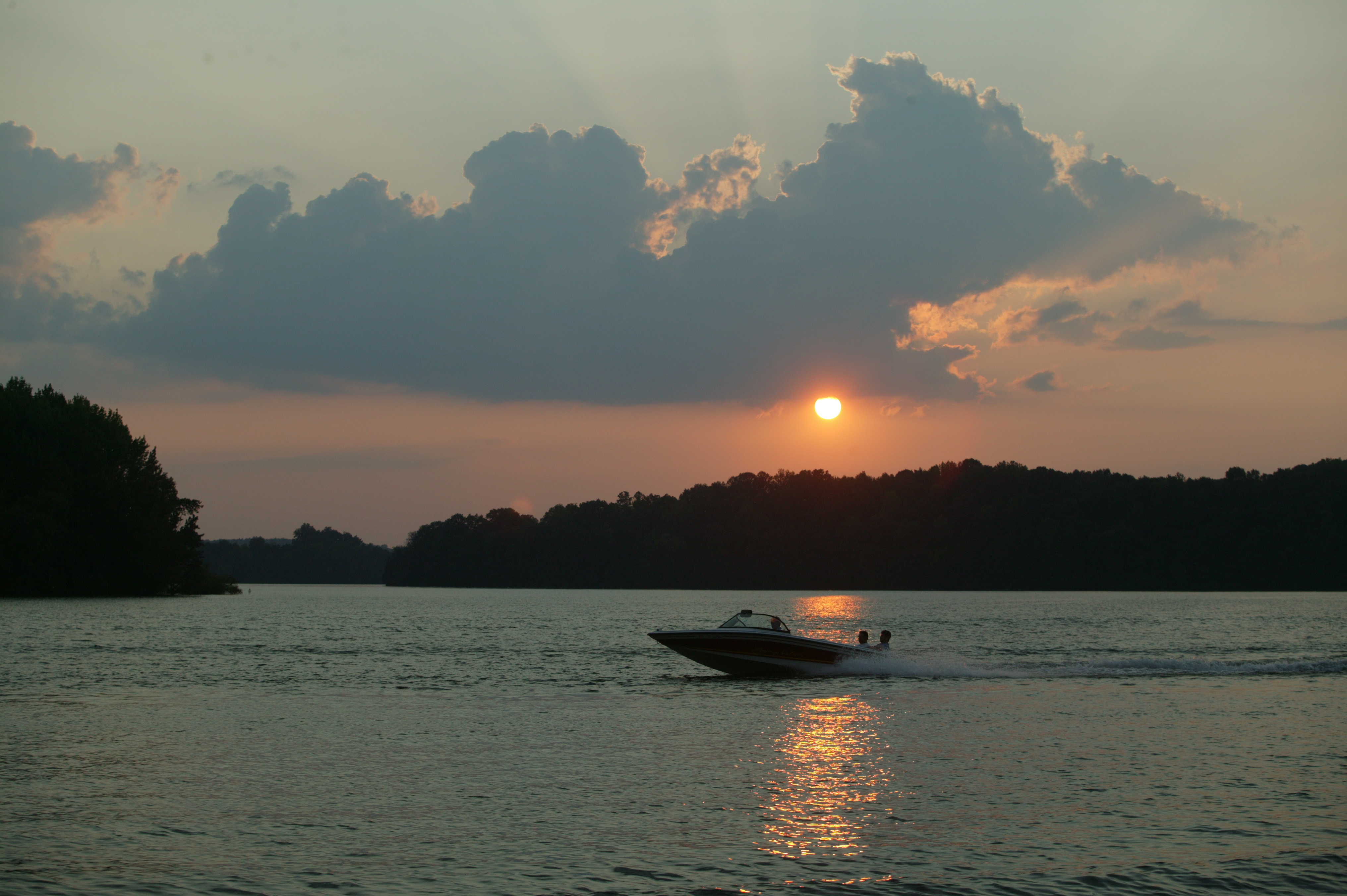 Ski boat on Tims Ford Lake